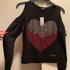Bebe Sweatshirt Brand New Open Shoulder Cut Outs